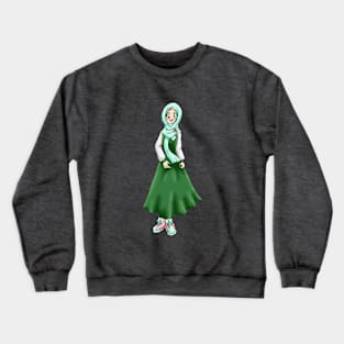 ANIME HIJAB GIRL SCHOOL UNIFORM (GREEN) Crewneck Sweatshirt